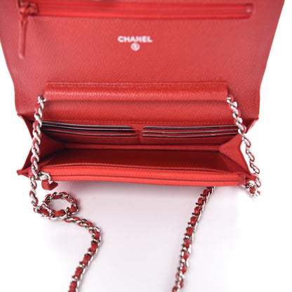 Chanel Caviar Quilted Wallet on Chain WOC Red 5 of 9