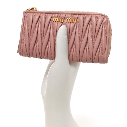 Miu Miu Nappa Matelasse Compact Zip Around Wallet Orchidea 2 of 7