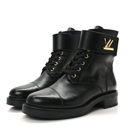 Louis Vuitton Calfskin Wonderland Ranger Boots 38.5 Black 3 of 10