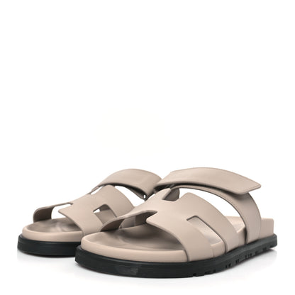 Hermes Calfskin Womens Chypre Sandals 37 Beige Mastic 3 of 9