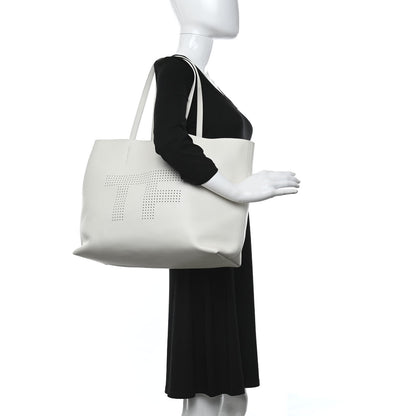 Tom Ford Calfskin Perforated Logo Tote White 2 of 11