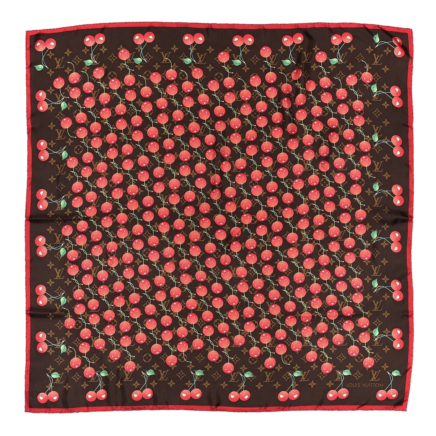 Louis Vuitton Silk Monogram Cerises Scarf 1 of 4