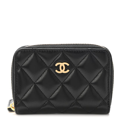 Chanel Lambskin Quilted Zip Coin Purse Black 1 of 7
