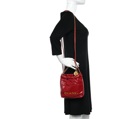 Chanel Shiny Calfskin Quilted Mini Chanel 22 Red 2 of 10