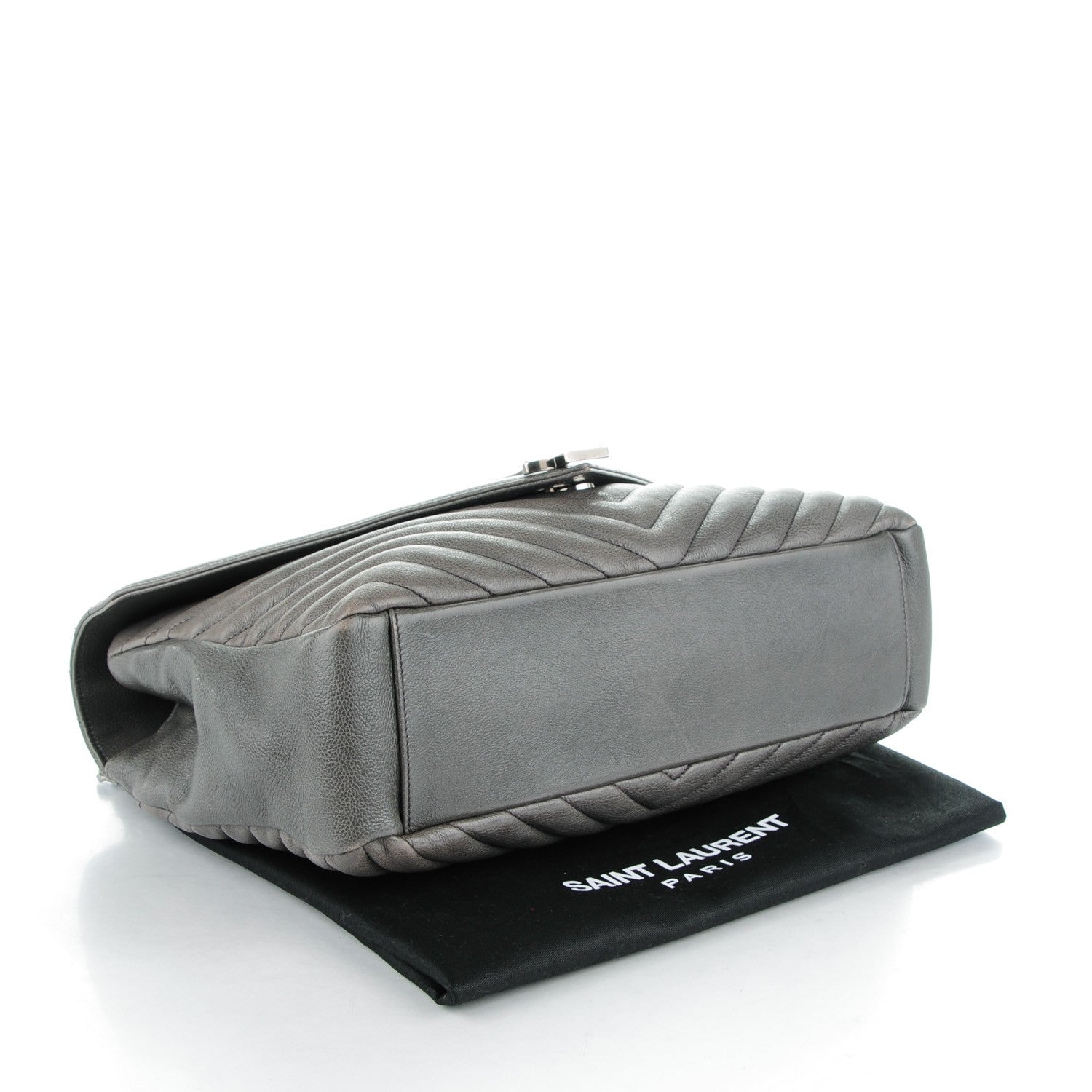 Saint Laurent Sheepskin Matelasse Chevron Monogram Large College Satchel Dark Anthracite 5 of 10