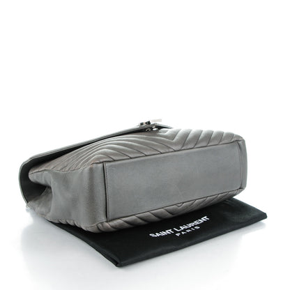 Saint Laurent Sheepskin Matelasse Chevron Monogram Large College Satchel Dark Anthracite 5 of 10
