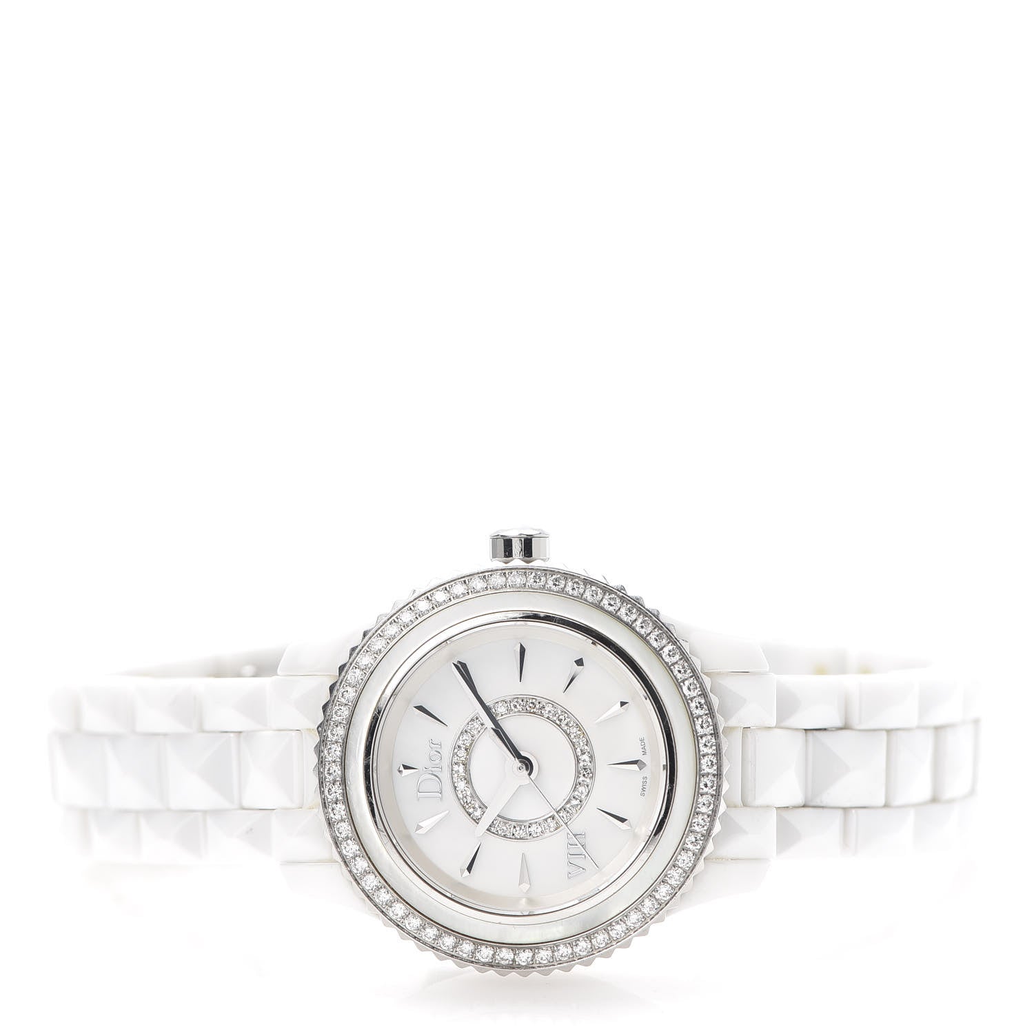 Christian Dior Stainless Steel Ceramic Diamond Bezel Mother of Pearl 28mm Dior VIII Quartz Watch White 3 of 6