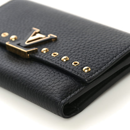 Louis Vuitton Taurillon Capucines Studded Compact Wallet Black 9 of 10