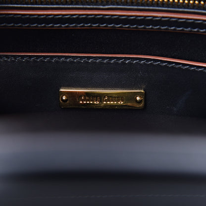 Miu Miu Goatskin Madras Soft Calf Crystal Embellished Tote Black 7 of 11