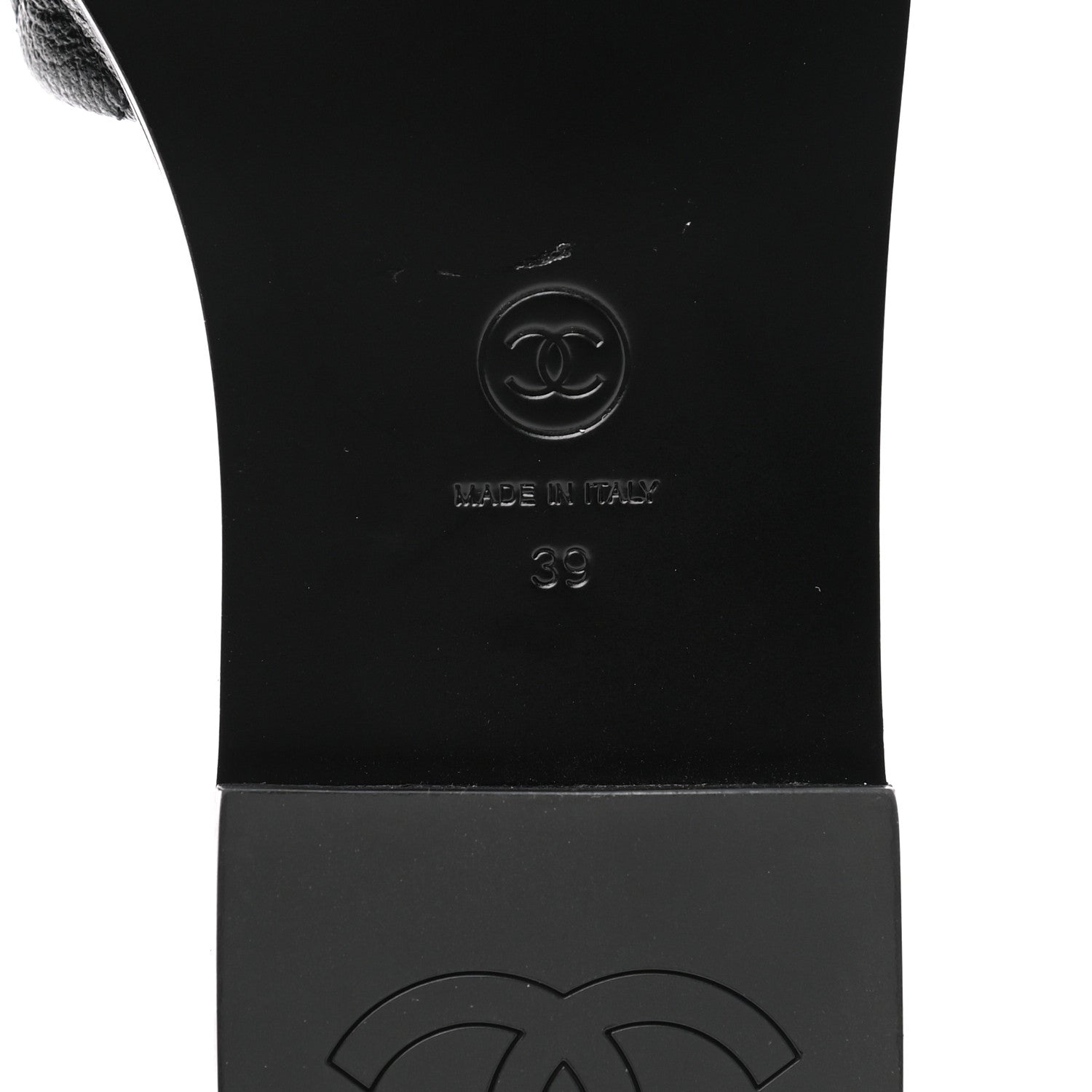 Chanel Shiny Goatskin Quilted CC Mules Sandals 39 Black 7 of 9