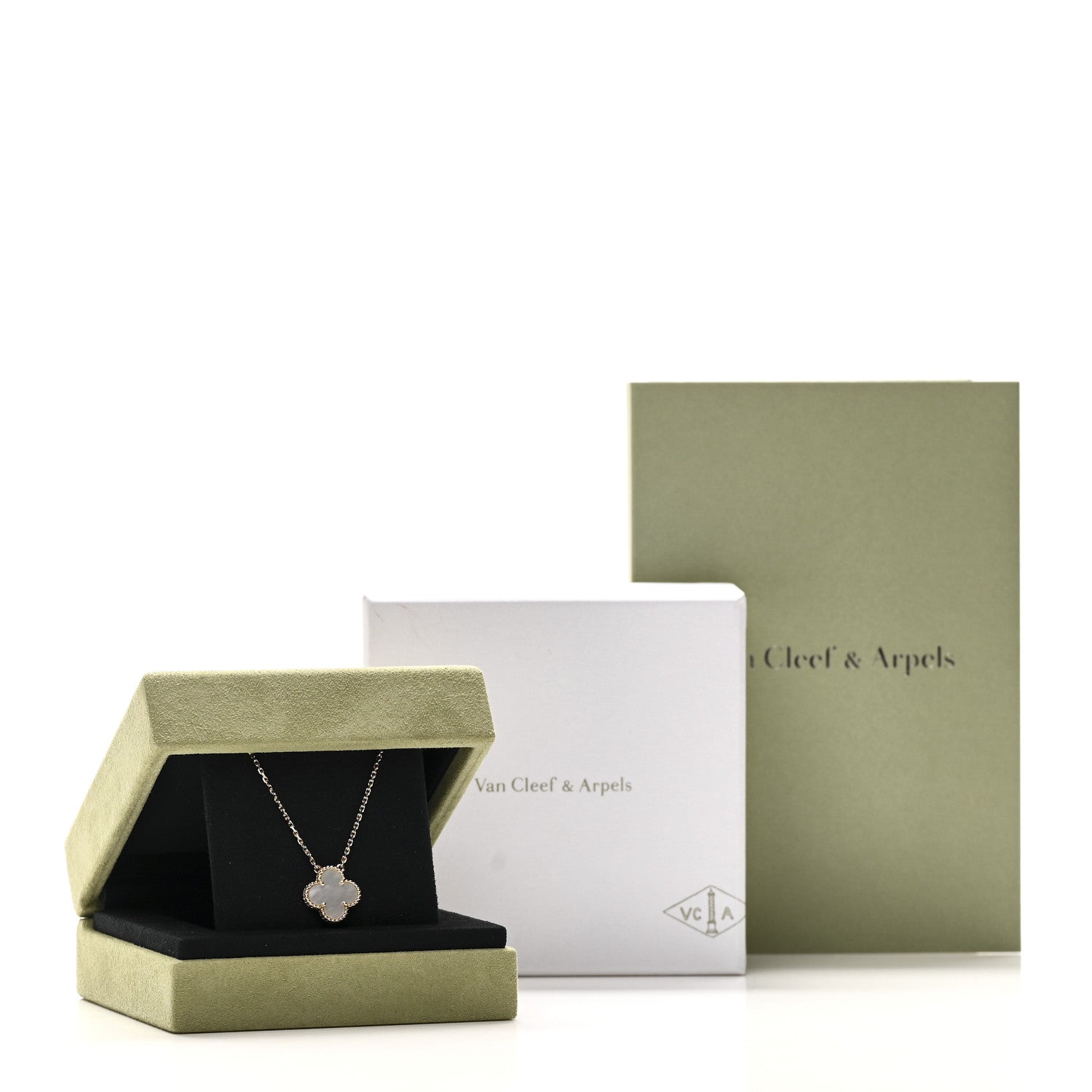 Van Cleef & Arpels 18K Yellow Gold Mother of Pearl Vintage Alhambra Pendant Necklace 6 of 6