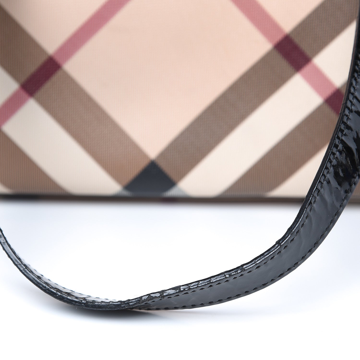 Burberry Patent Trim Nova Check Shopper Tote Black 13 of 18