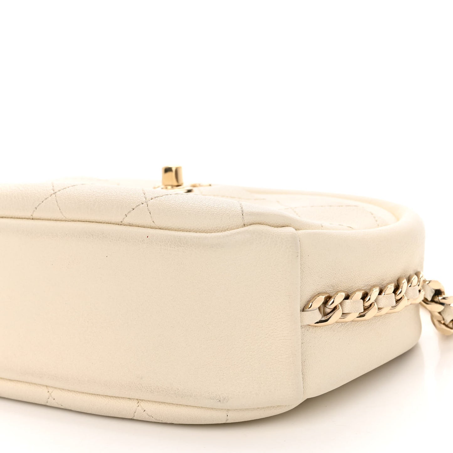 Goatskin Quilted Small Casual Trip Camera Case White