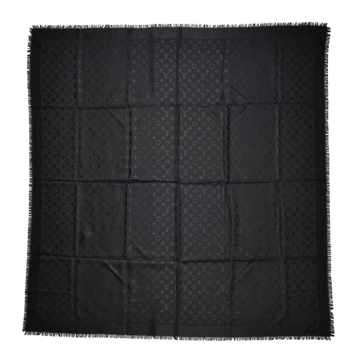 Silk Wool Monogram Shawl Black
