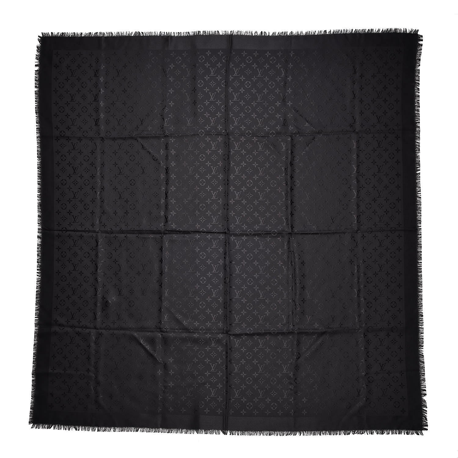 Louis Vuitton Silk Wool Monogram Shawl Black 1 of 4