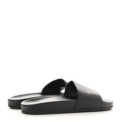 Balenciaga Nappa Logo Pool Slide Sandals 41 Black White 4 of 7
