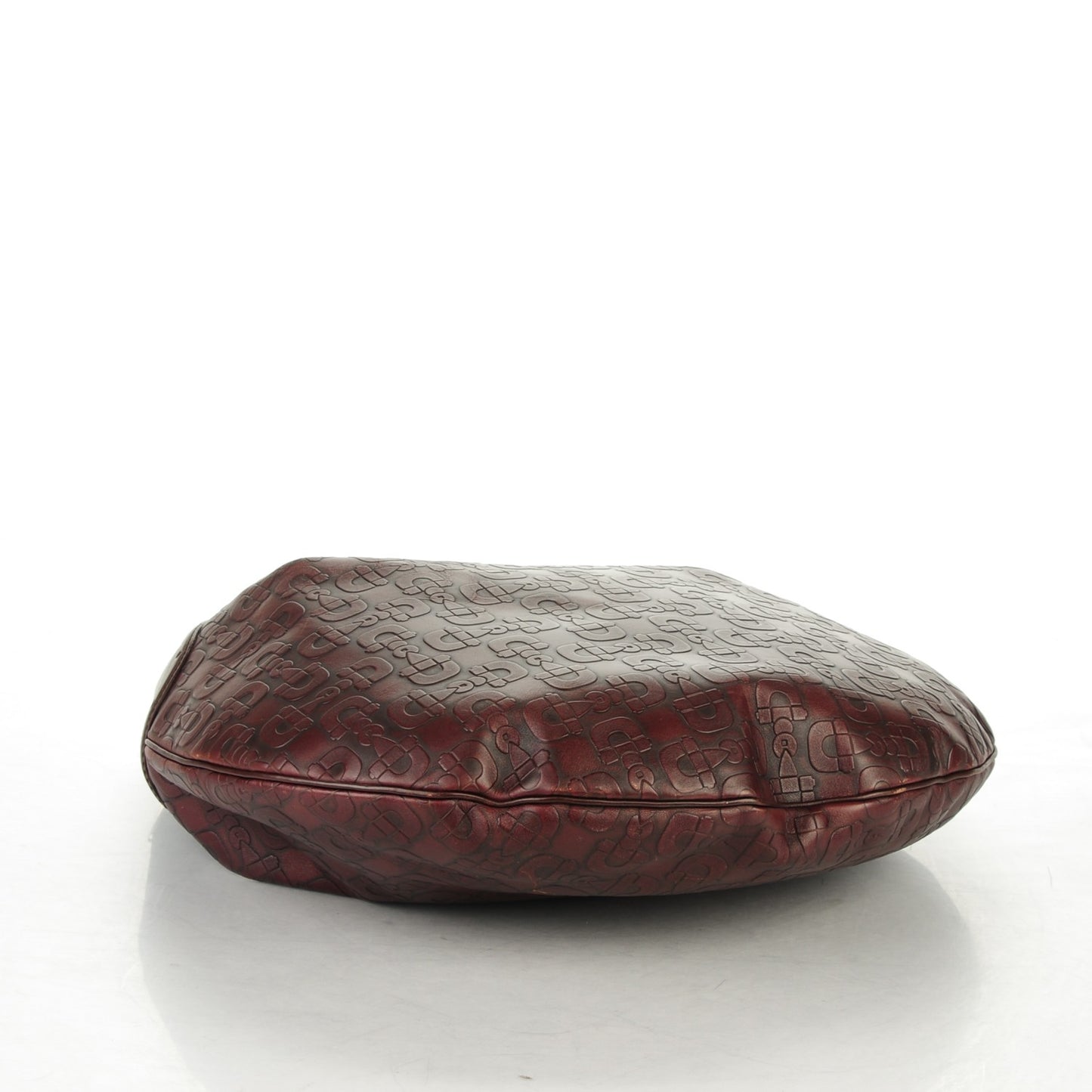 Calfskin Horsebit Embossed Glam Hobo Burgundy