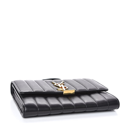 Saint Laurent Lambskin Matelasse Monogram Vicky Chain Wallet Black 4 of 10