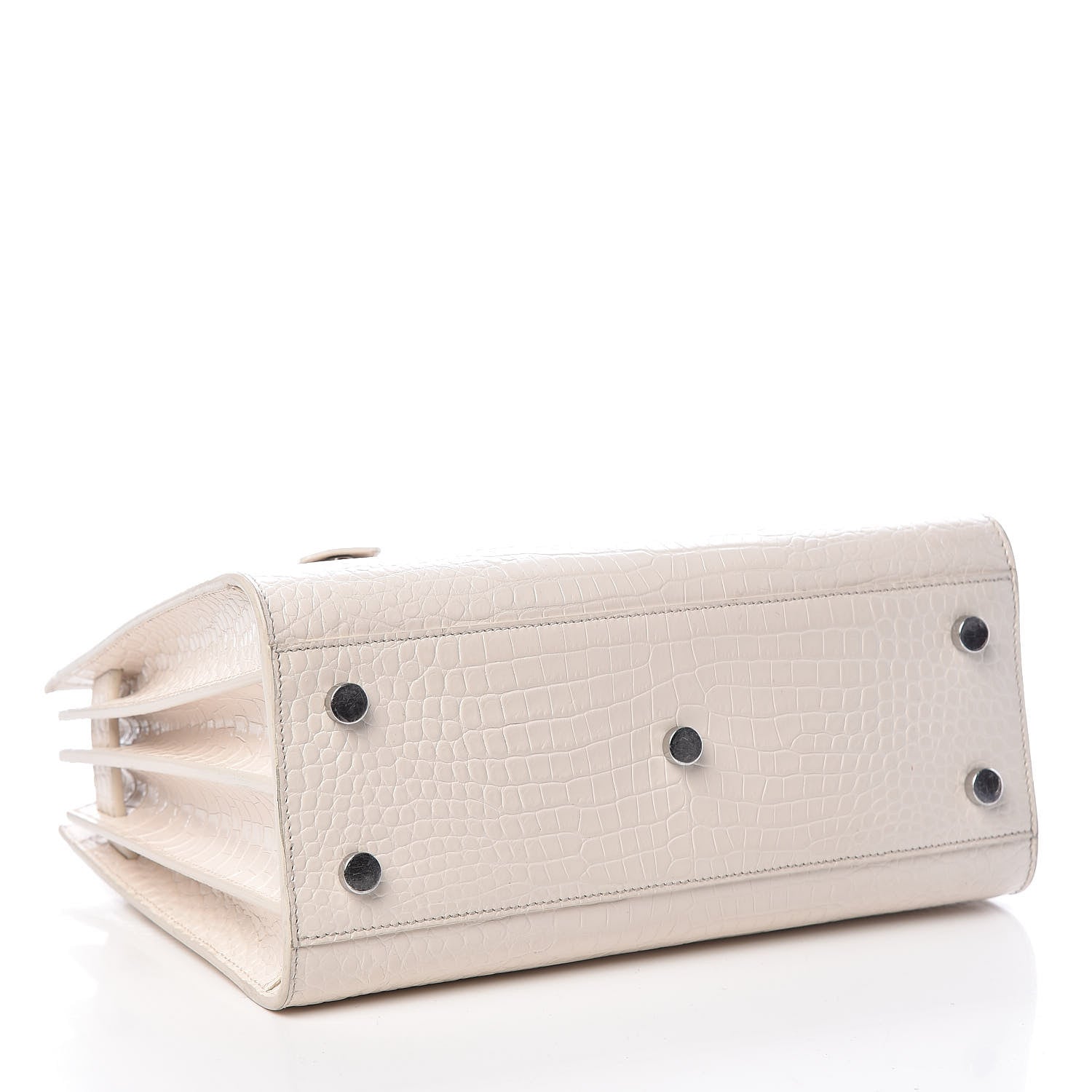 Saint Laurent Calfskin Crocodile Embossed Baby Sac De Jour Gris Perle 4 of 13