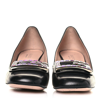 Gucci Malaga Kid Crystal Square G Madelyn Mid Heel Loafer Pumps 35.5 Black 2 of 11