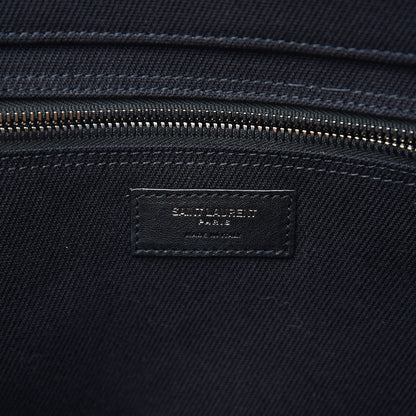 Saint Laurent Linen Calfskin Rive Gauche Tote Black 5 of 10