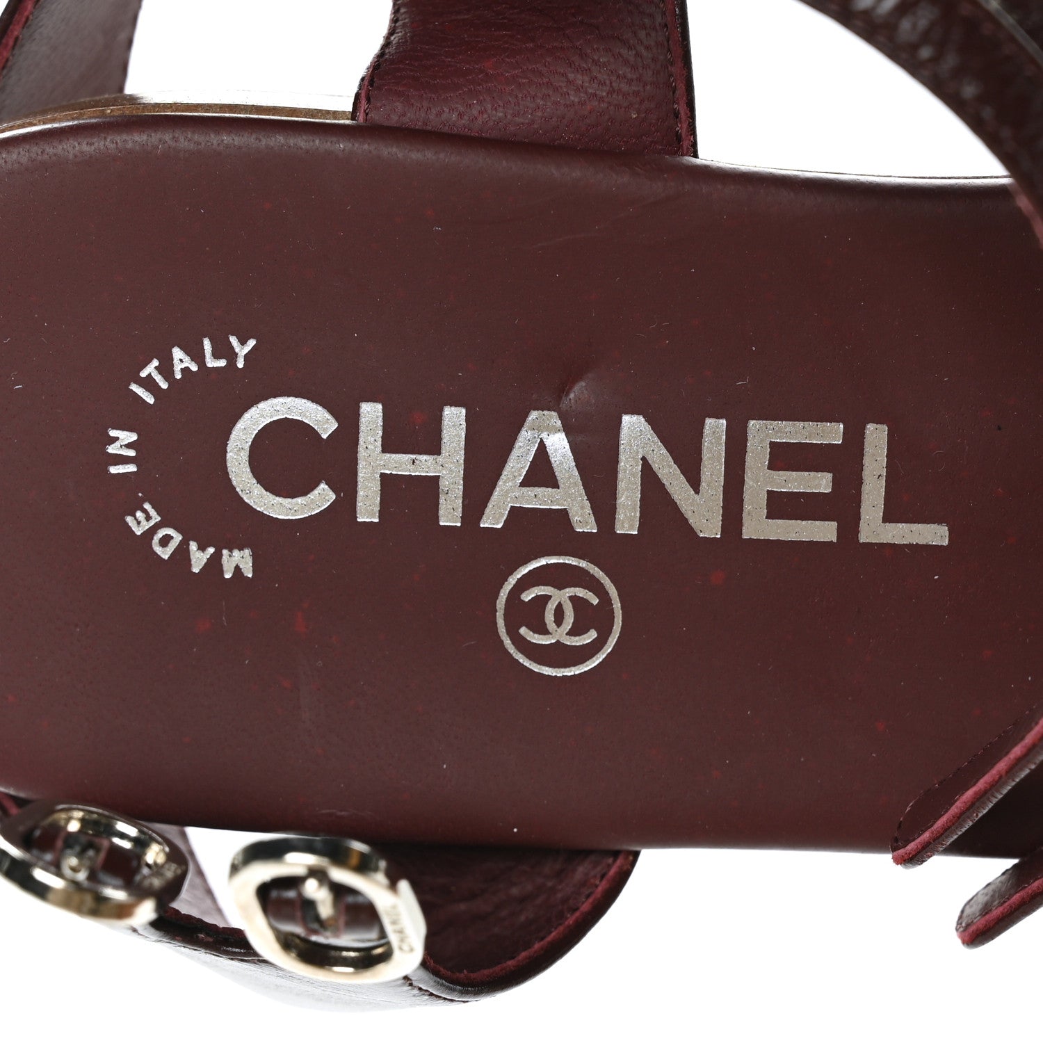 Chanel Calfskin Camellia Thong Sandals 37 Burgundy 6 of 8
