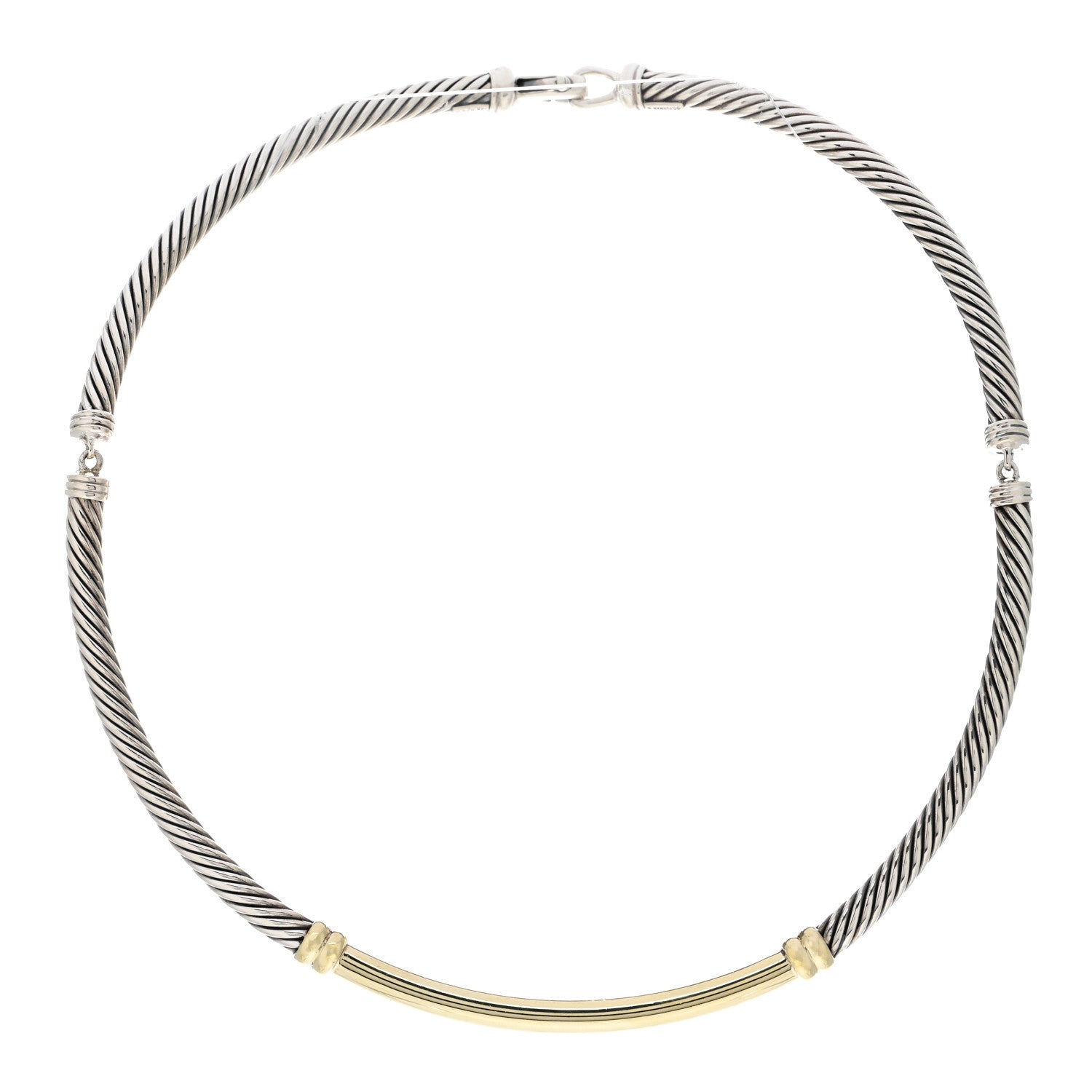 David Yurman Sterling Silver 14K Yellow Gold Metro Cable Necklace 1 of 3