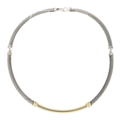 David Yurman Sterling Silver 14K Yellow Gold Metro Cable Necklace 1 of 3