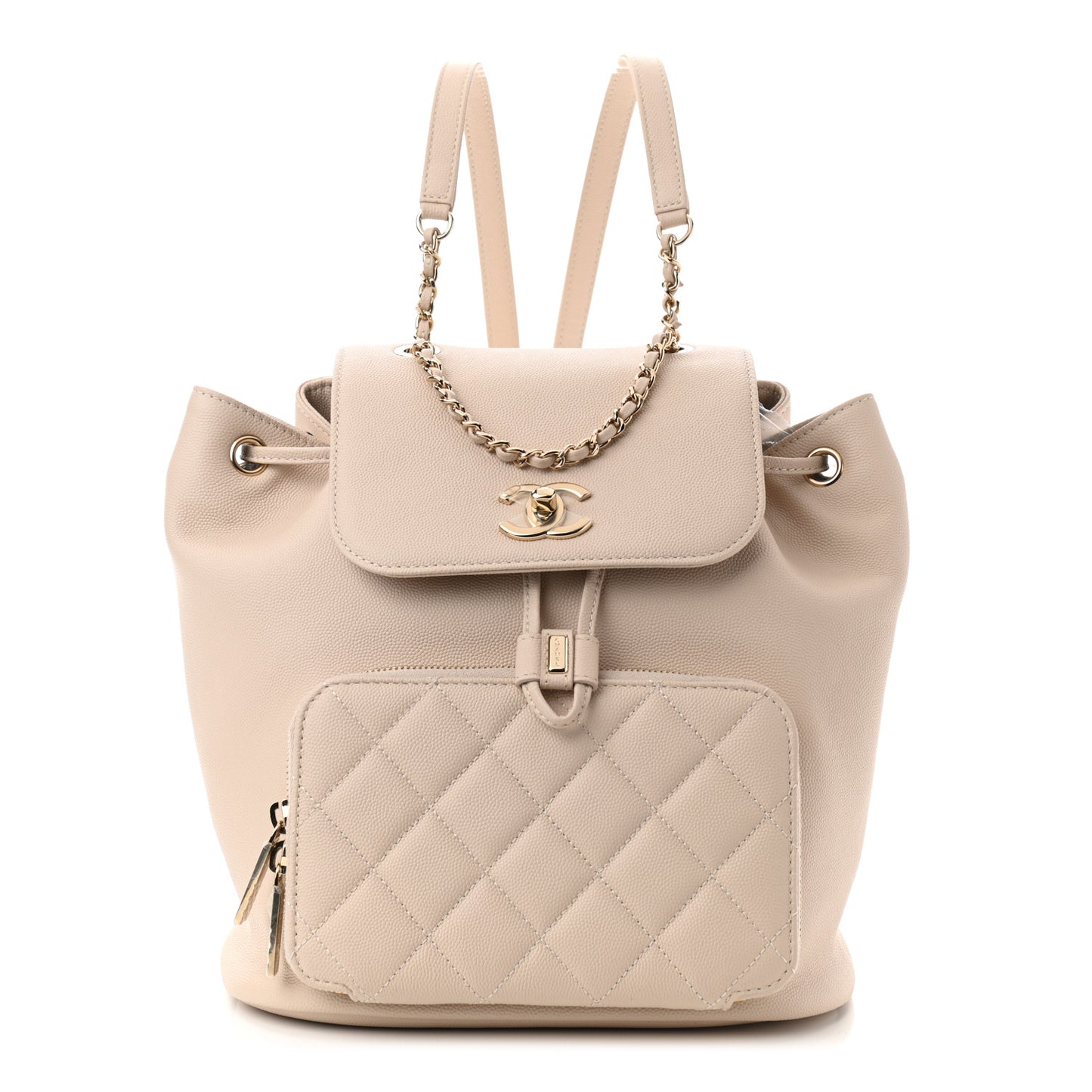 Caviar Quilted Business Affinity Backpack Beige