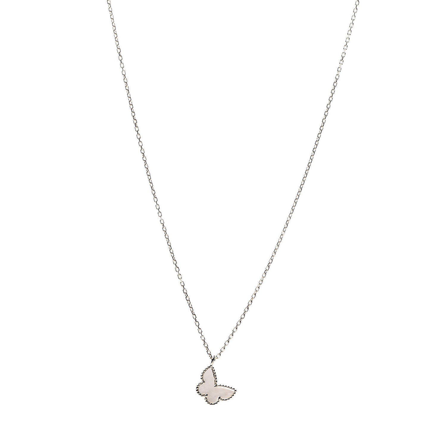 18K Yellow Gold Mother of Pearl Sweet Alhambra Butterfly Pendant Necklace
