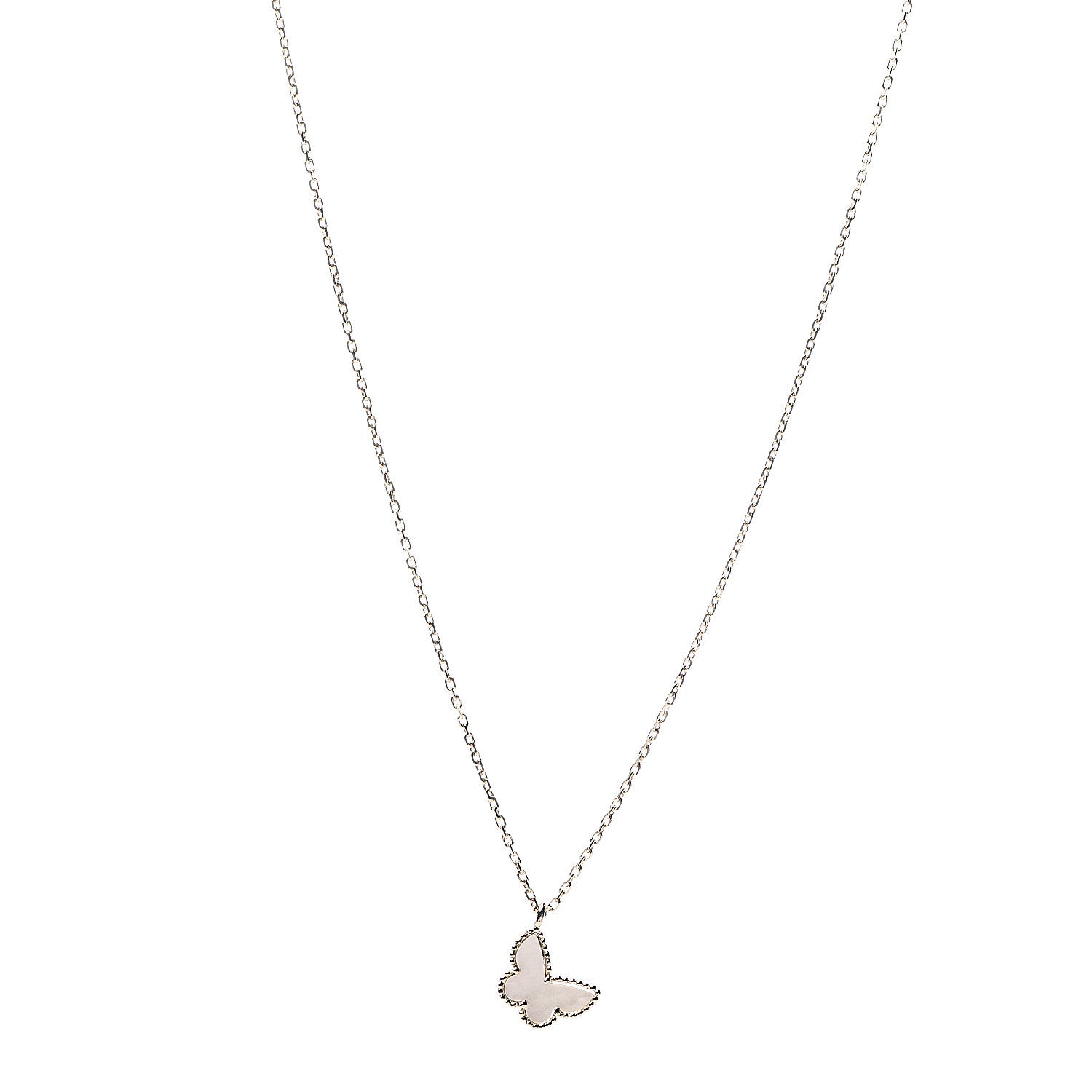 Van Cleef & Arpels 18K Yellow Gold Mother of Pearl Sweet Alhambra Butterfly Pendant Necklace 1 of 8