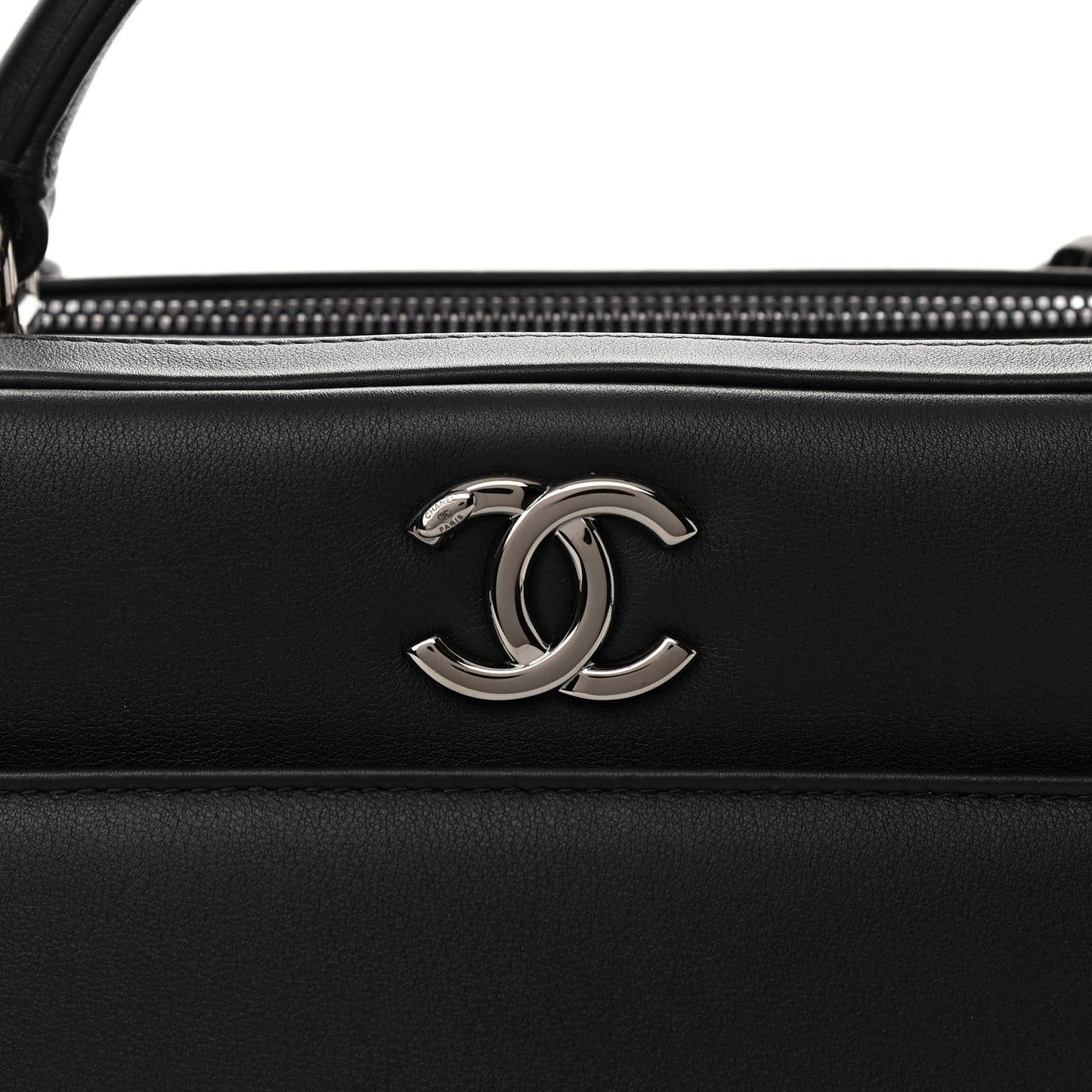 Calfskin Small Trendy CC Bowling Bag Black