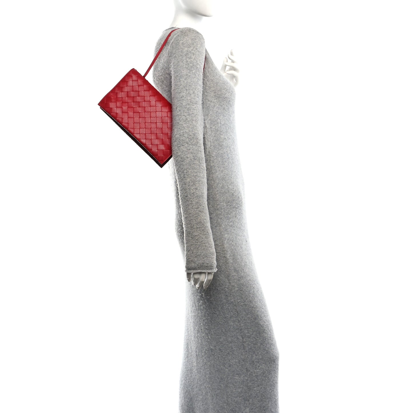 Nappa Intrecciato Trio Pouch On Strap Red