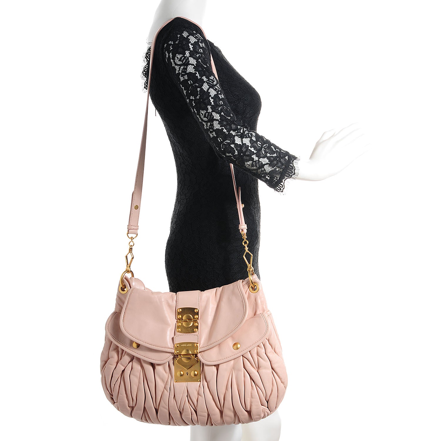Miu Miu Matelasse Lux Nappa Coffer Hobo Cipria 2 of 10