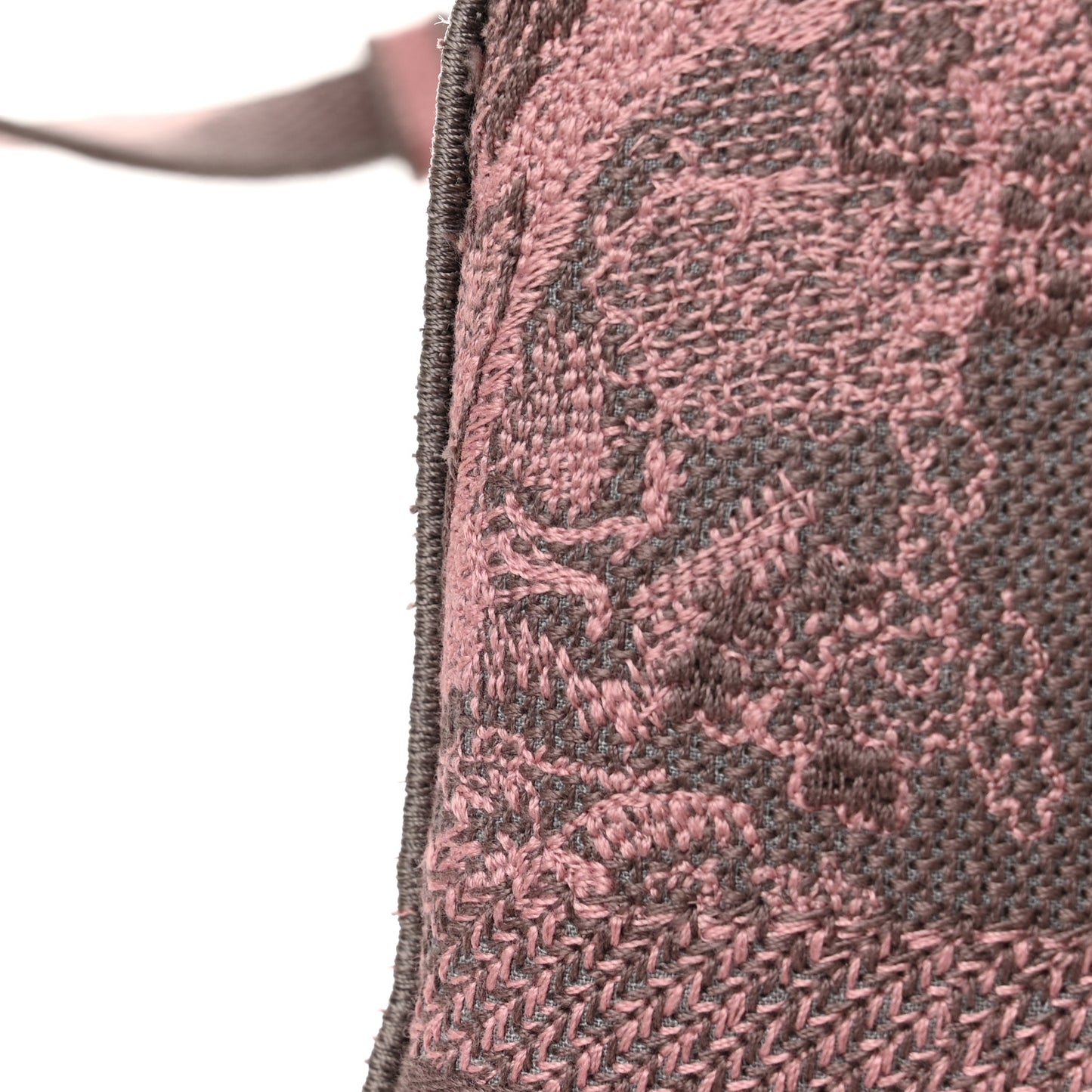 Canvas Toile De Jouy Embroidered Medium Lady D-Lite Gray Pink