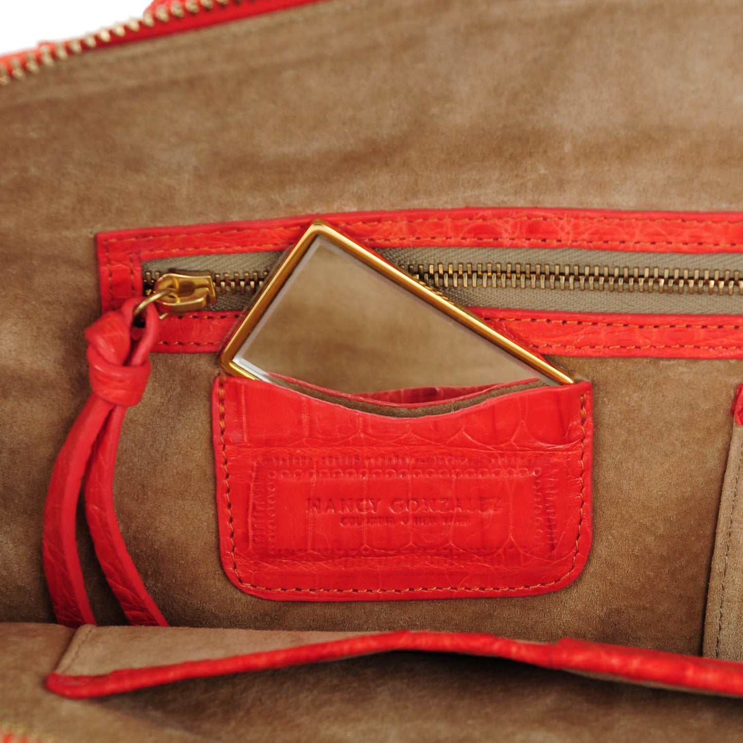 Crocodile Medium Satchel Coral