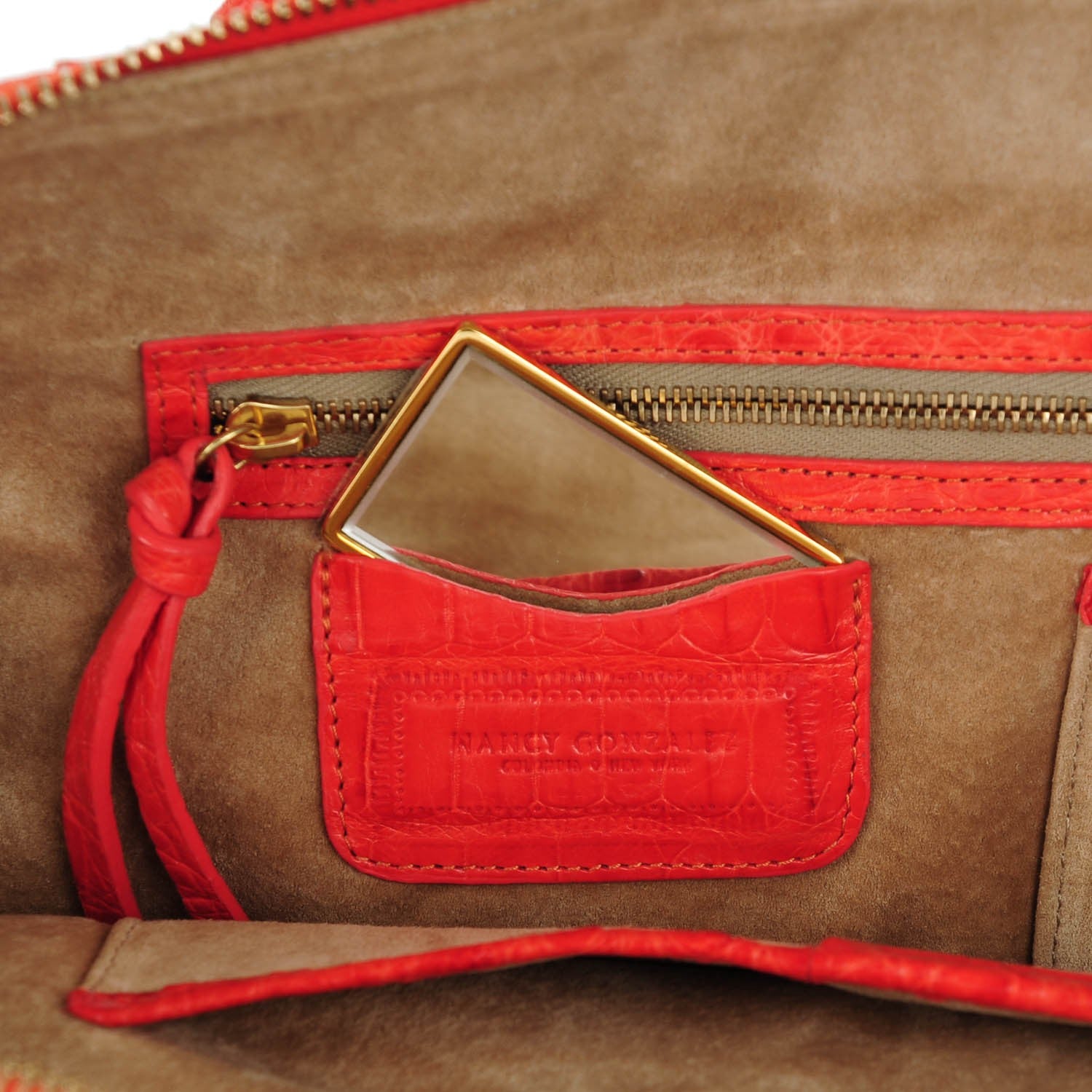 Nancy Gonzalez Crocodile Medium Satchel Coral 6 of 7