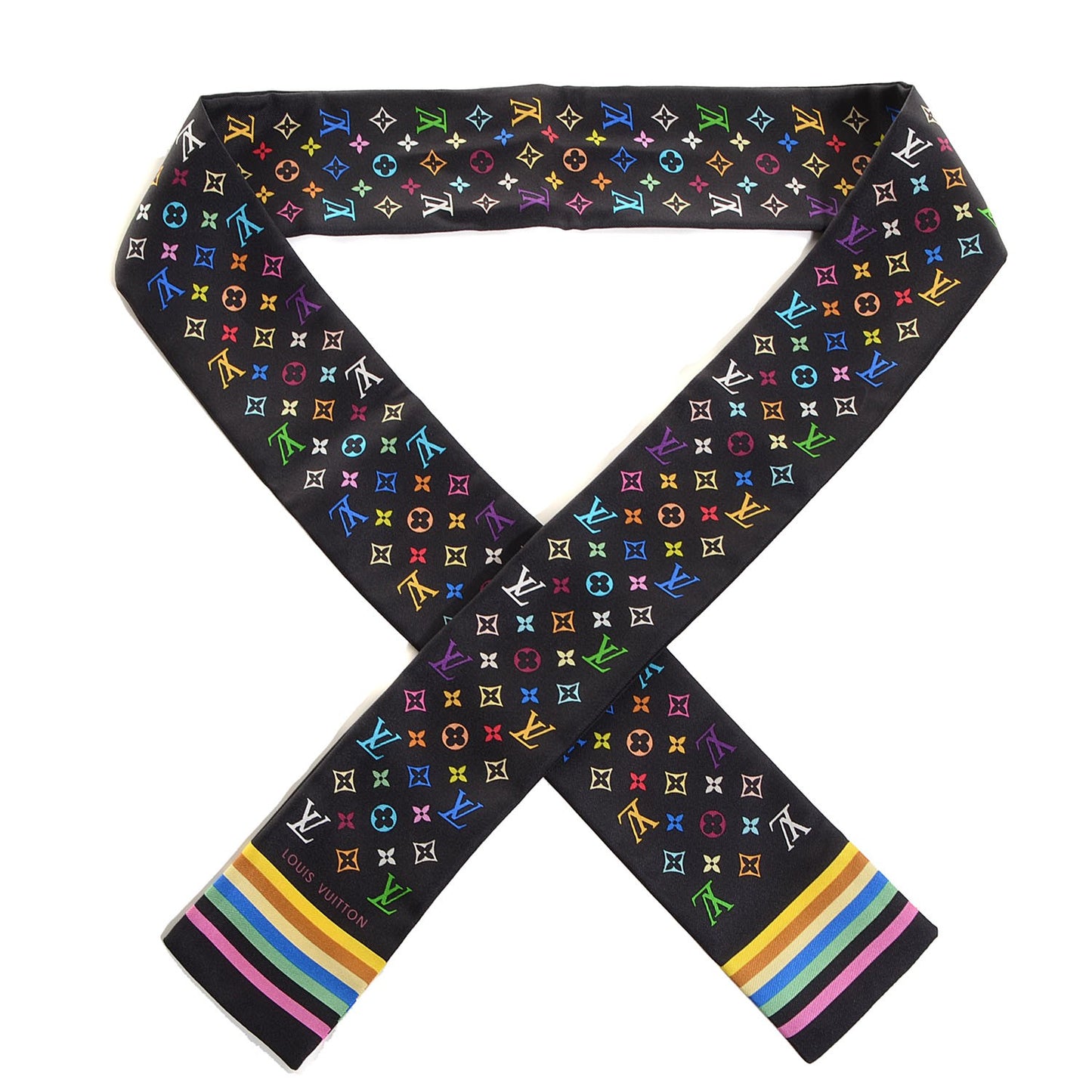 Silk Monogram Multicolor Bandeau Black