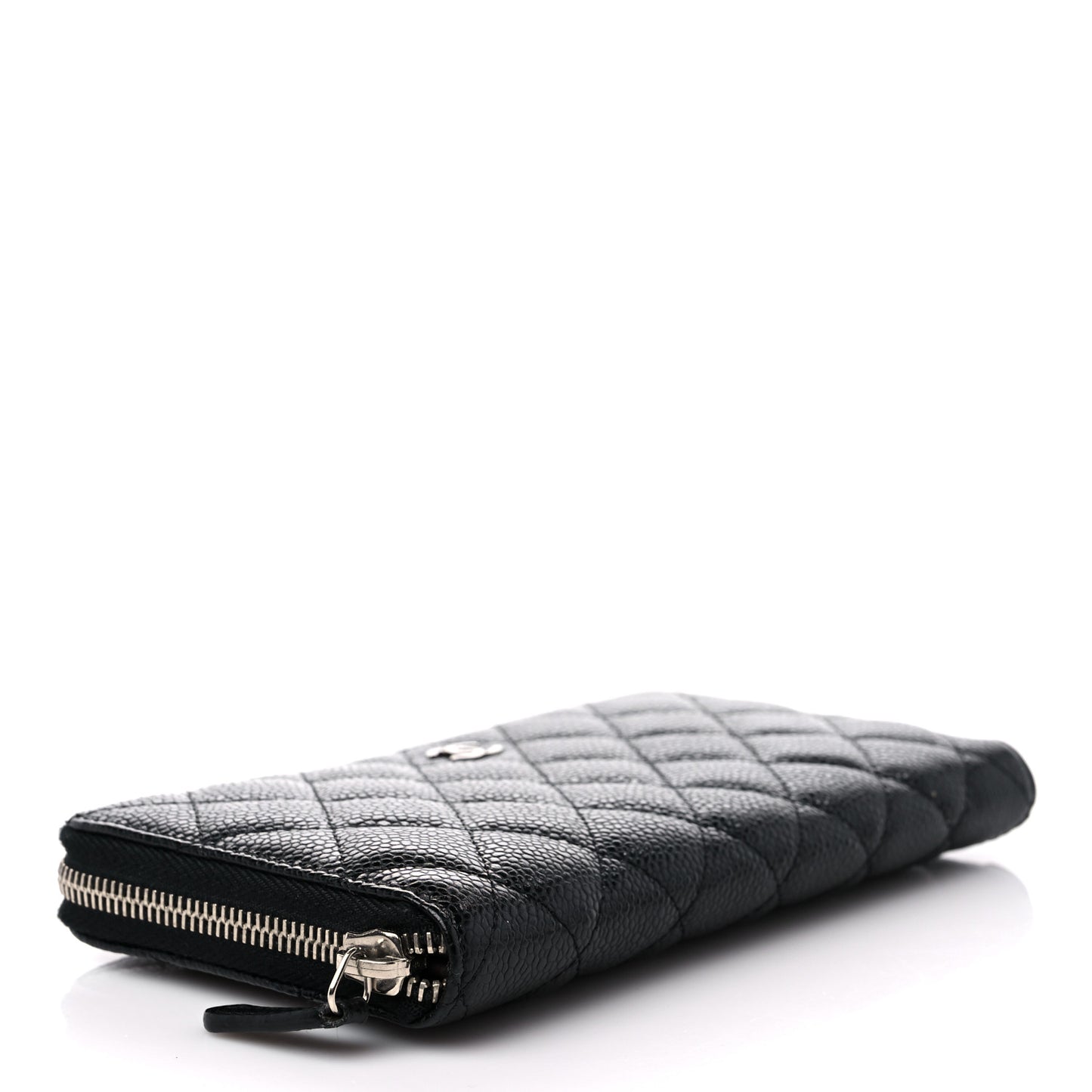 Caviar Quilted Large Gusset Zip Around Wallet Black