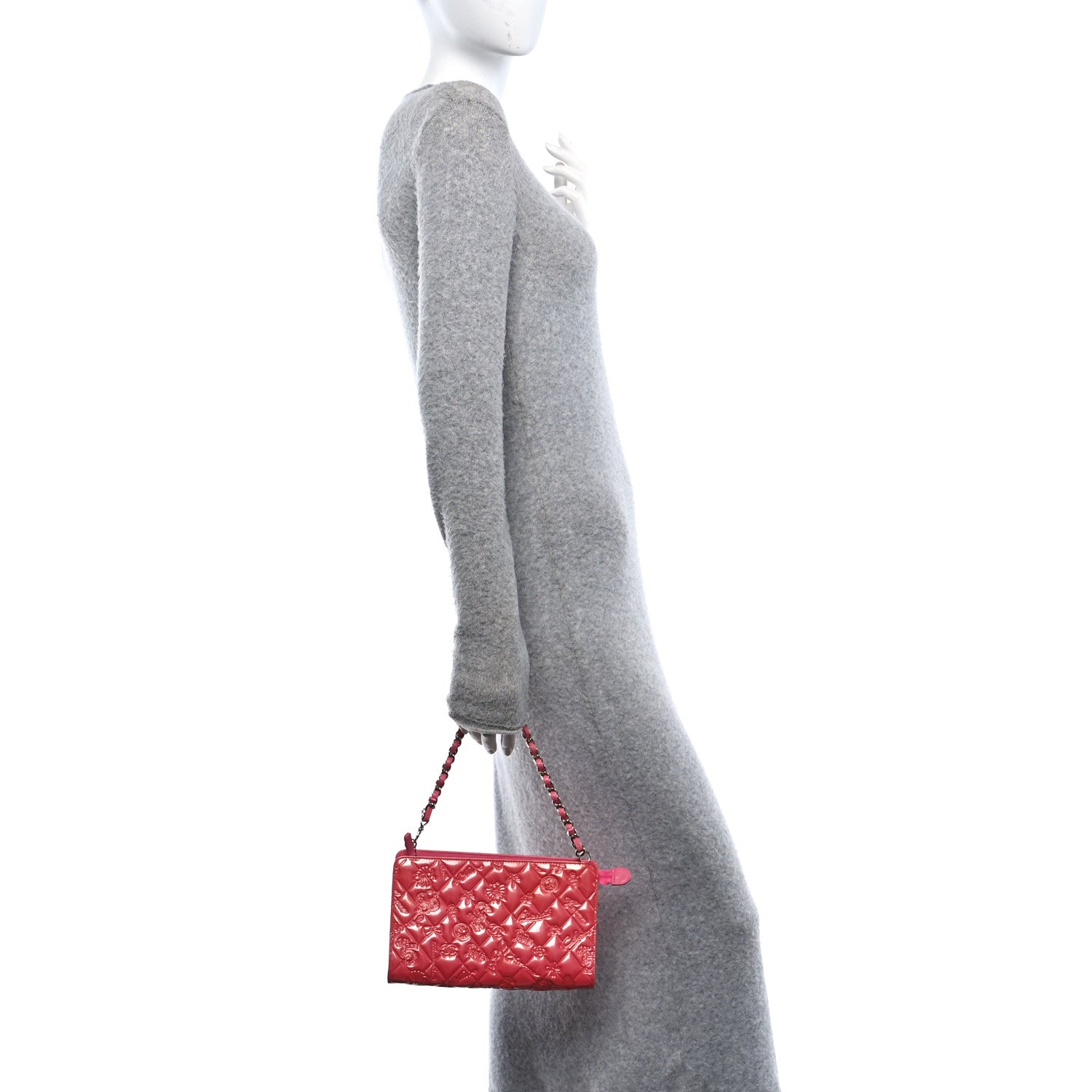 Chanel Patent Calfskin Lucky Symbols Pochette Hot Pink 2 of 10