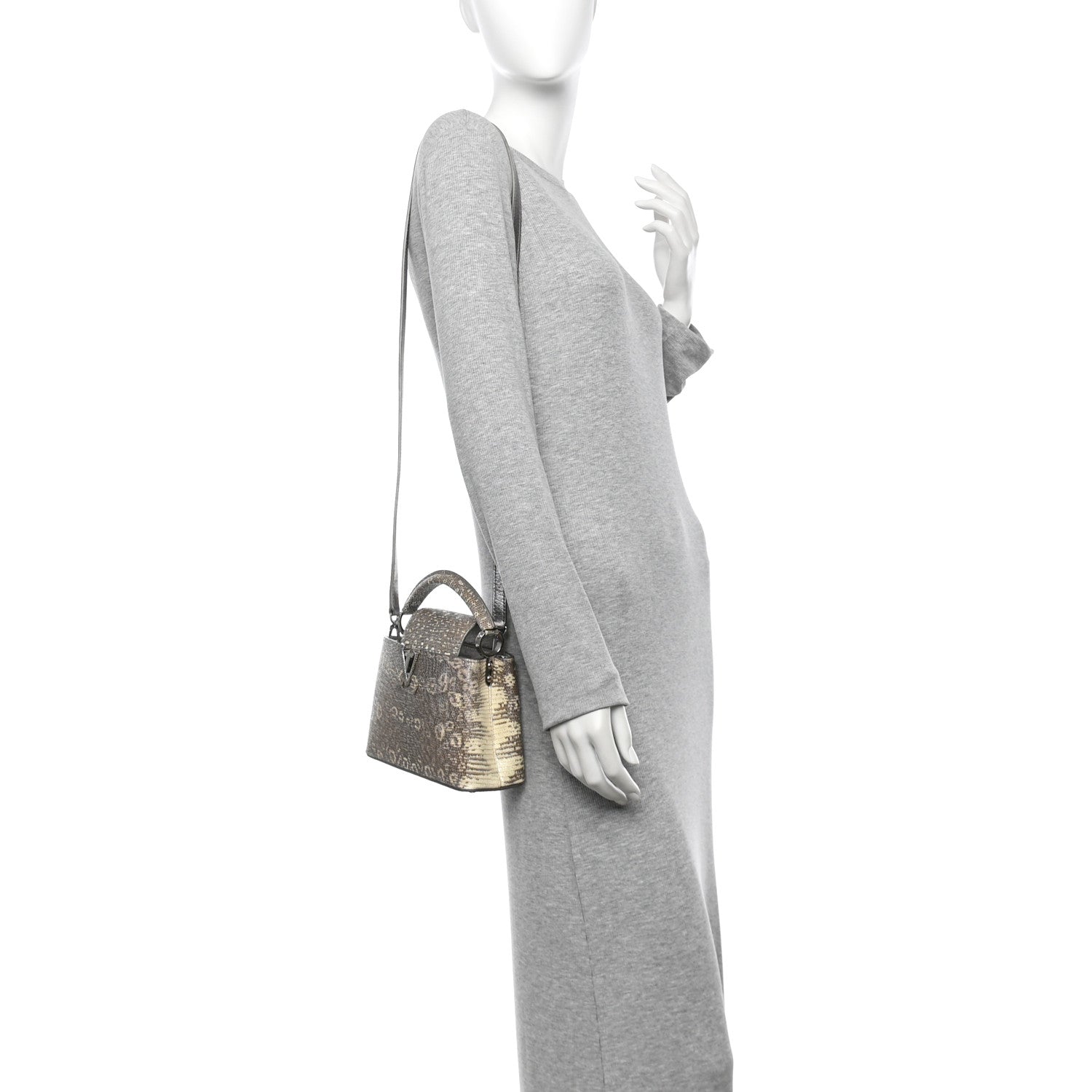 Louis Vuitton Lizard Mini Capucines Argento 2 of 10