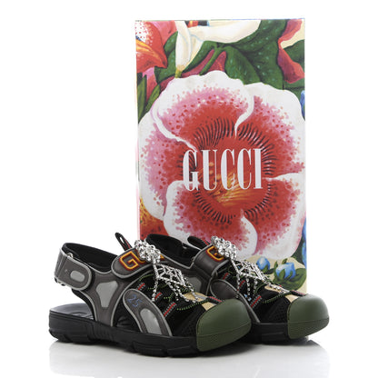 Gucci Mesh Fabric Tinsel Sport Sandals 36.5 Black Silver Green 8 of 8