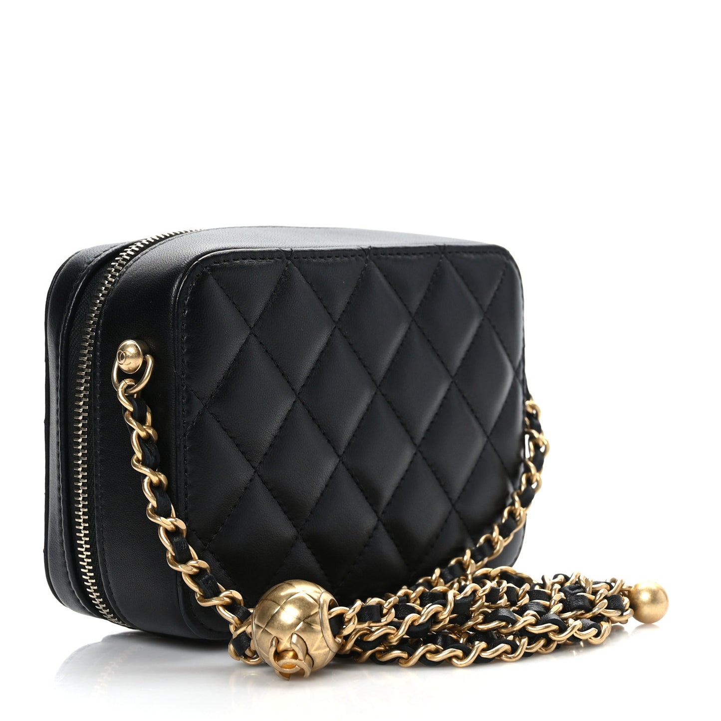 Lambskin Quilted CC Pearl Crush Camera Case Black