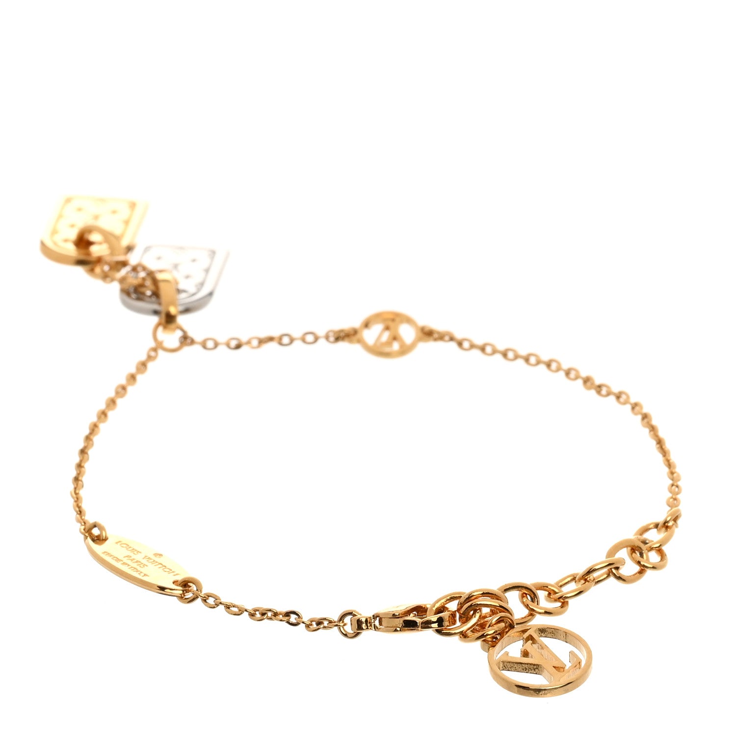 Louis Vuitton Brass Nanogram Bracelet Silver Gold 3 of 6