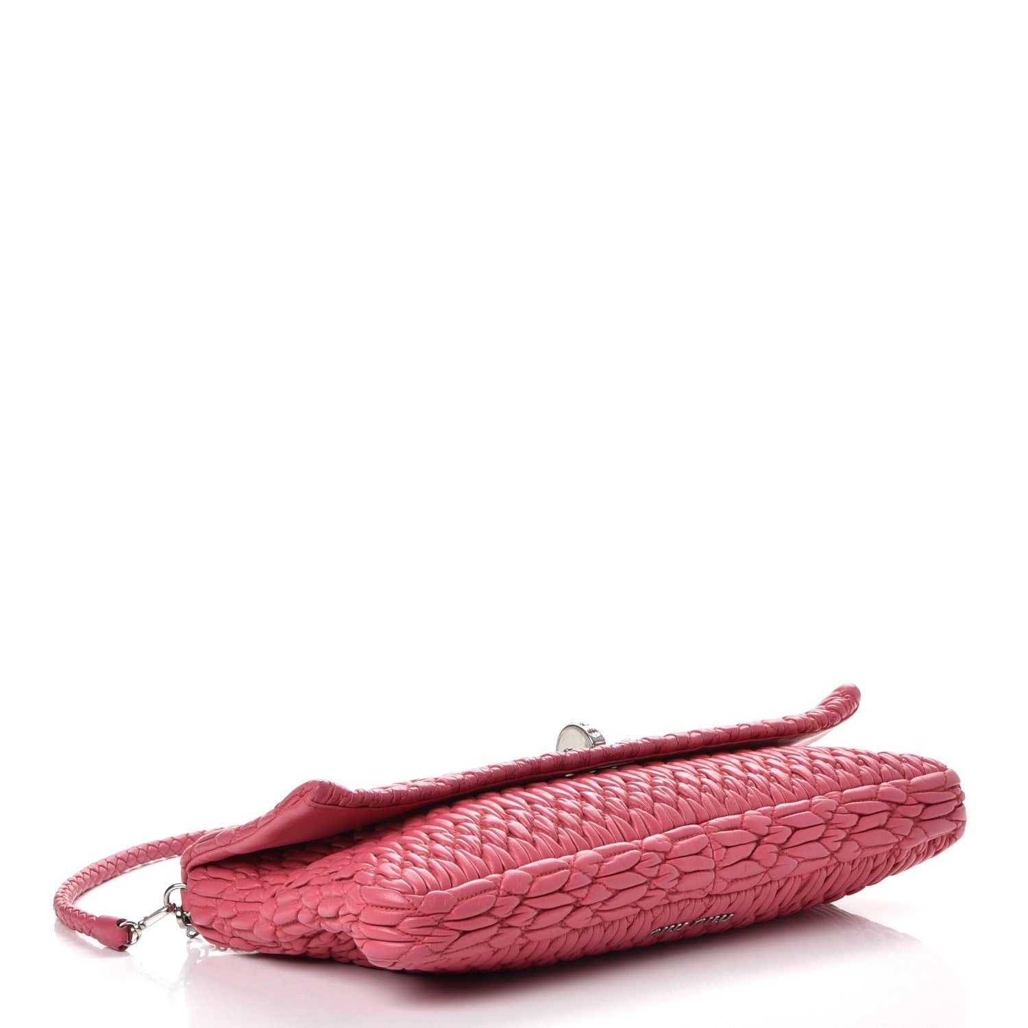 Miu Miu Nappa Matelasse Crystal Flap Clutch Geranio 4 of 10