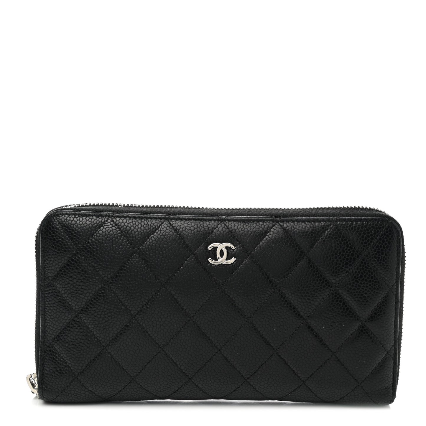 Caviar Quilted Large Zip Around Organizer Wallet Black