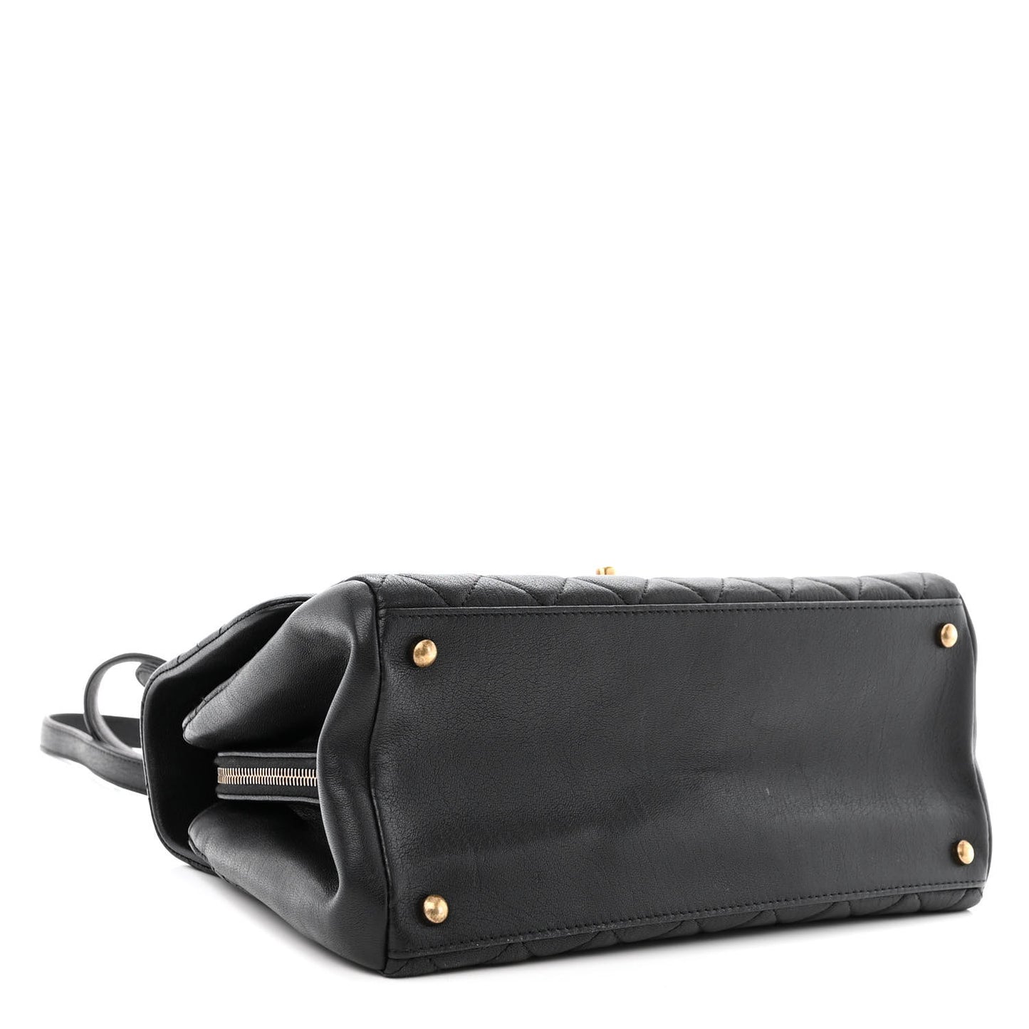 Shiny Sheepskin Quilted Large Trapezio Flap Black