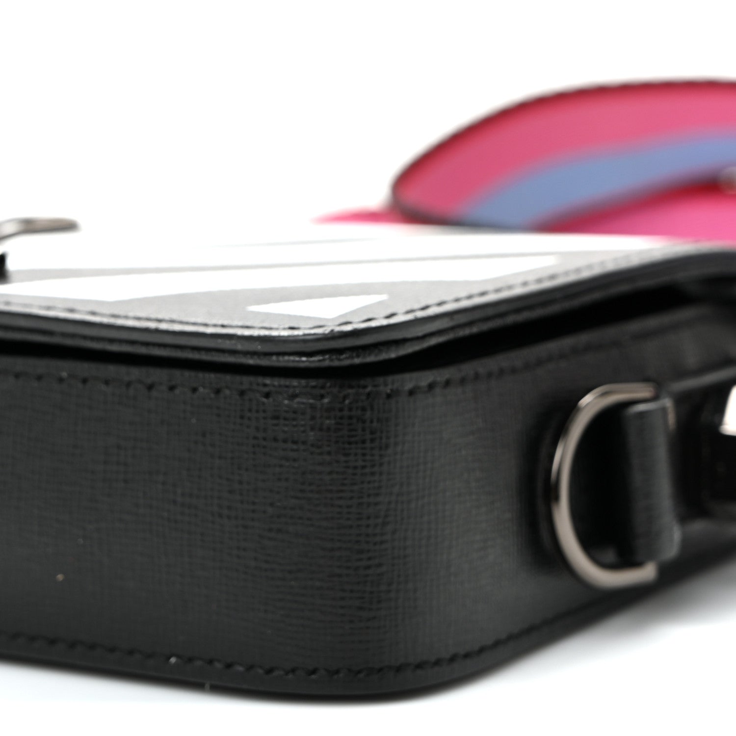 Off-White Saffiano Striped Mini Diag Binder Clip Bag Black White Indus 9 of 10