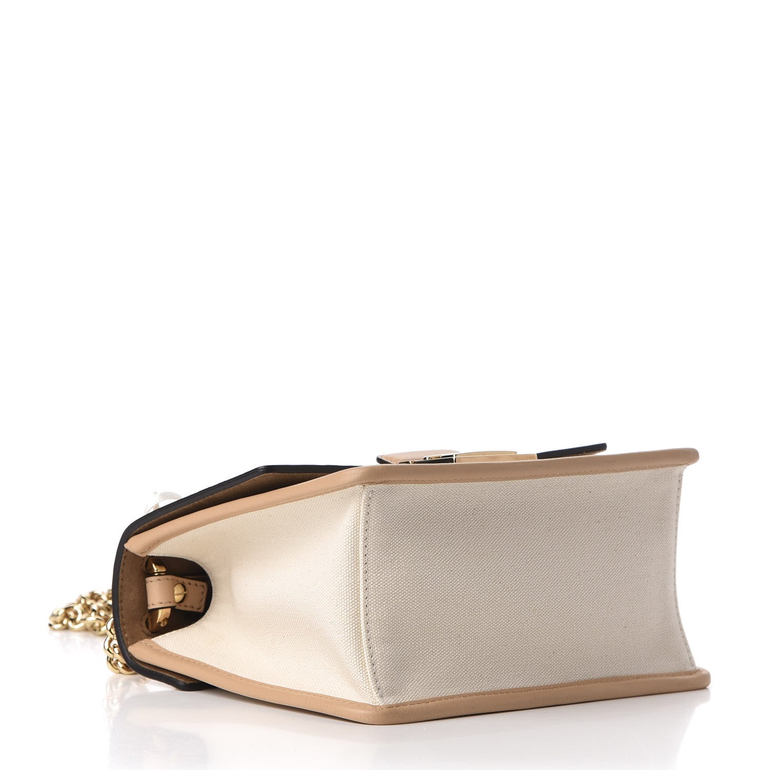 Fendi Vitello Cristallo Nature Canvas FF 1974 Embossed Small Kan U Shoulder Bag Makeup Grezzo 4 of 9