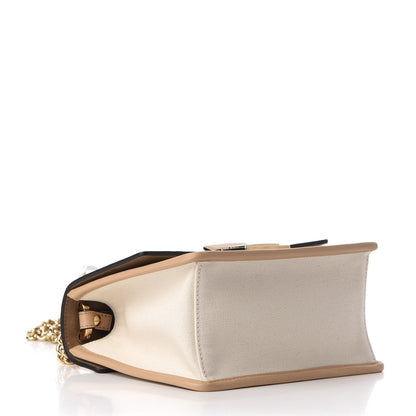 Fendi Vitello Cristallo Nature Canvas FF 1974 Embossed Small Kan U Shoulder Bag Makeup Grezzo 4 of 9